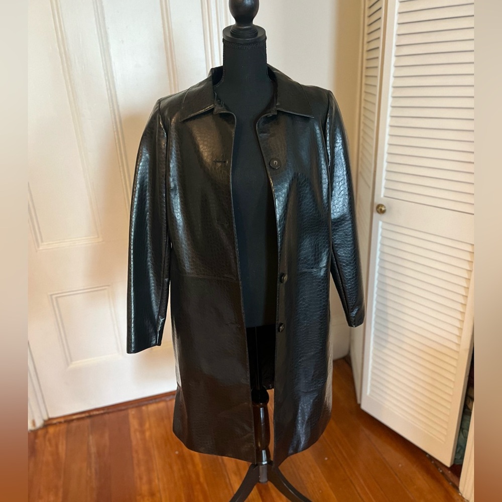Vintage Textured Leather trench coat